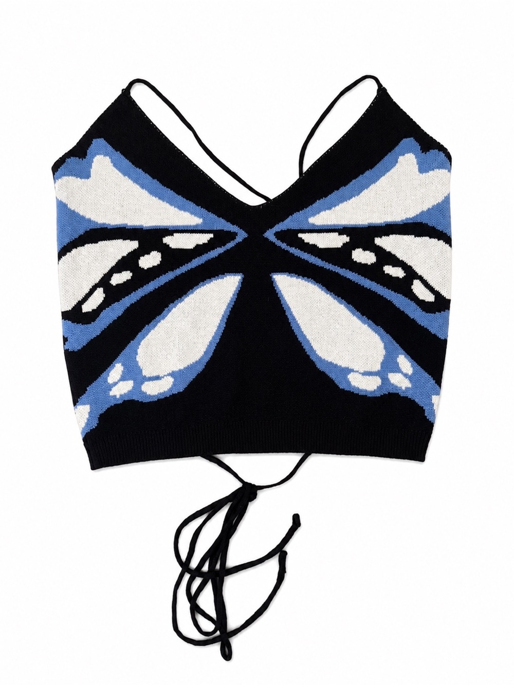 Butterfly Knit Cami Tank Top in Black and Blue